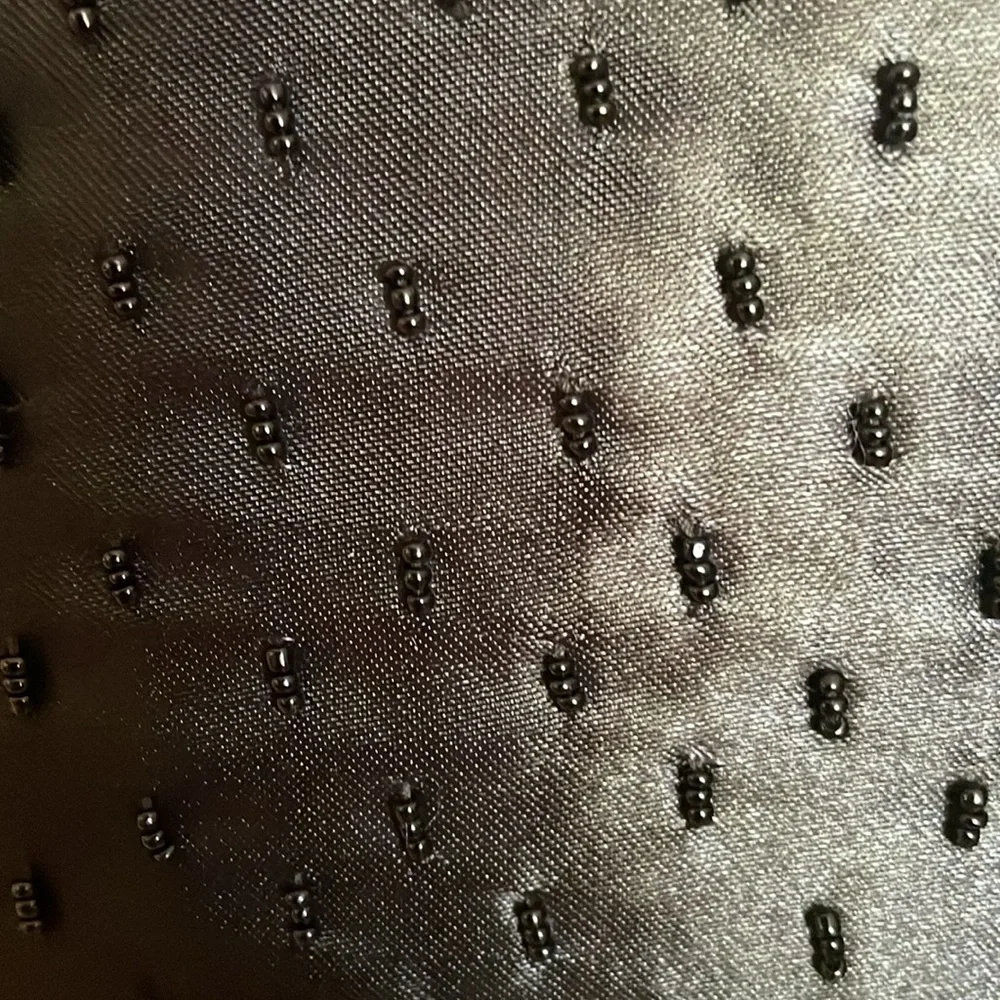 Black Beaded Floral Tote Bag with Round Handles